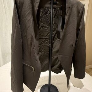 Tahari Hunter Green Jacket with Gold Details